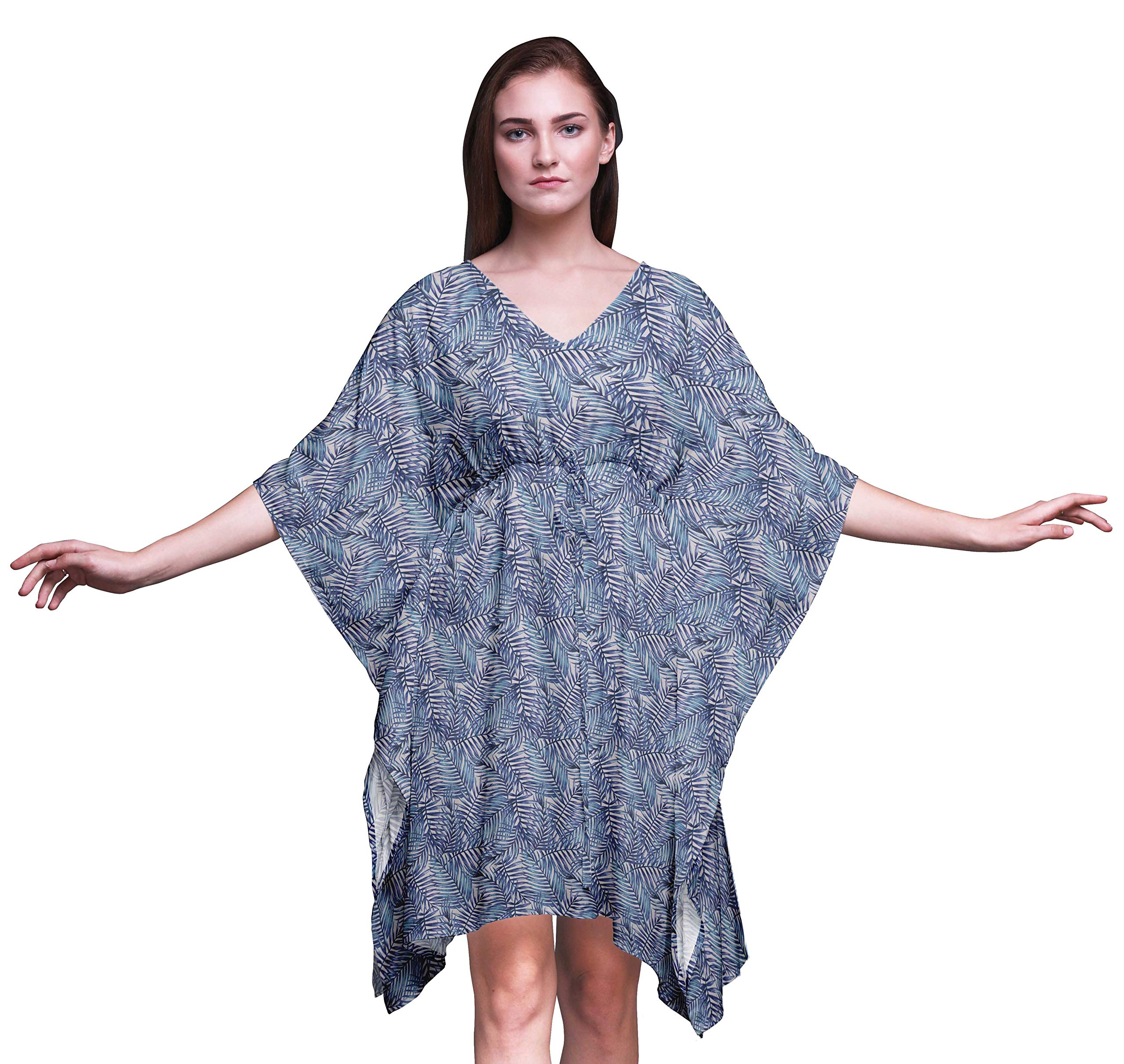 Bimba Women's Short Caftan Midi Dress - Beach Cover Up, Swimwear Wrap, Summer Boho Kaftan for Pool, Vacation & Resort Wear