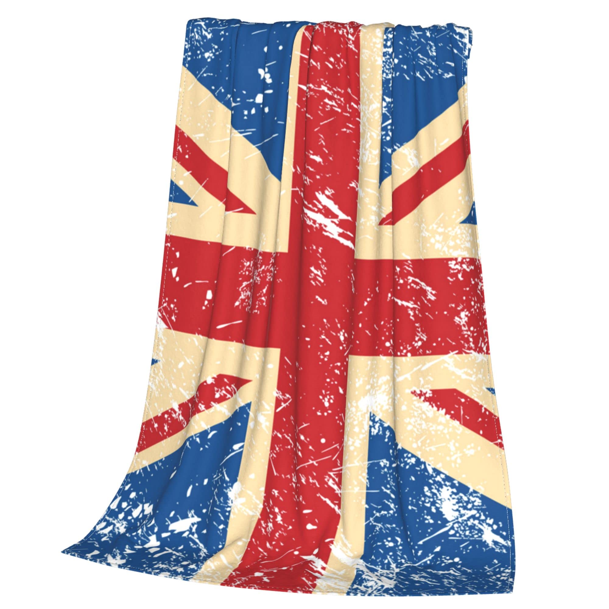 Lightweight Flannel Blanket - Small & Large Summer Cool Throw - UK Retro British Flag Design - Soft Fleece Blanket for Couch, Bed, Sofa & Chair - Queen & King Size - Perfect for Picnics, Travel & Home Decor