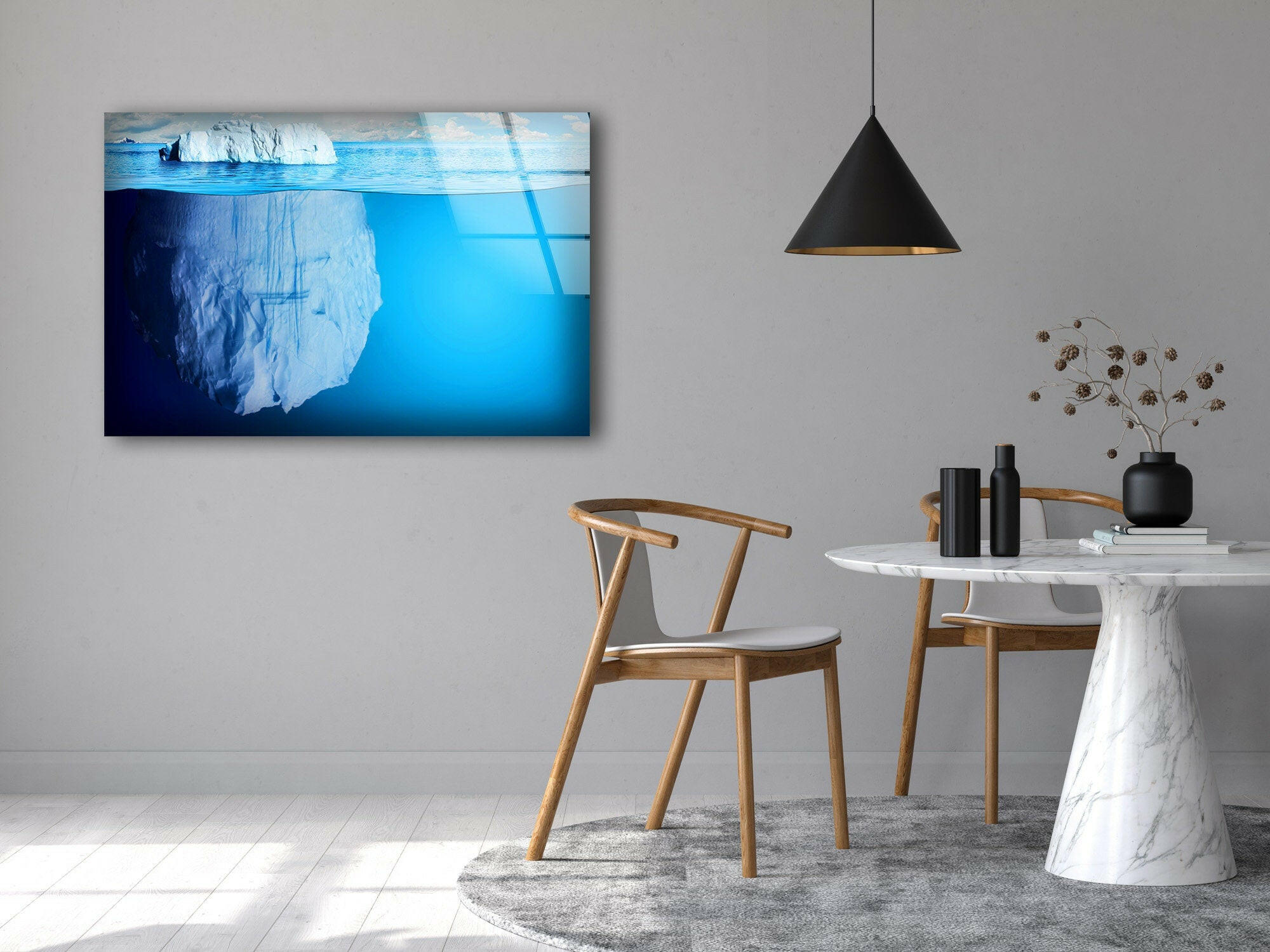 Antarctic Sea Iceberg Glass Wall Art - Stunning Handmade Ocean Decor for Living Room, Bedroom & Office - Perfect Modern Home Decor Gift