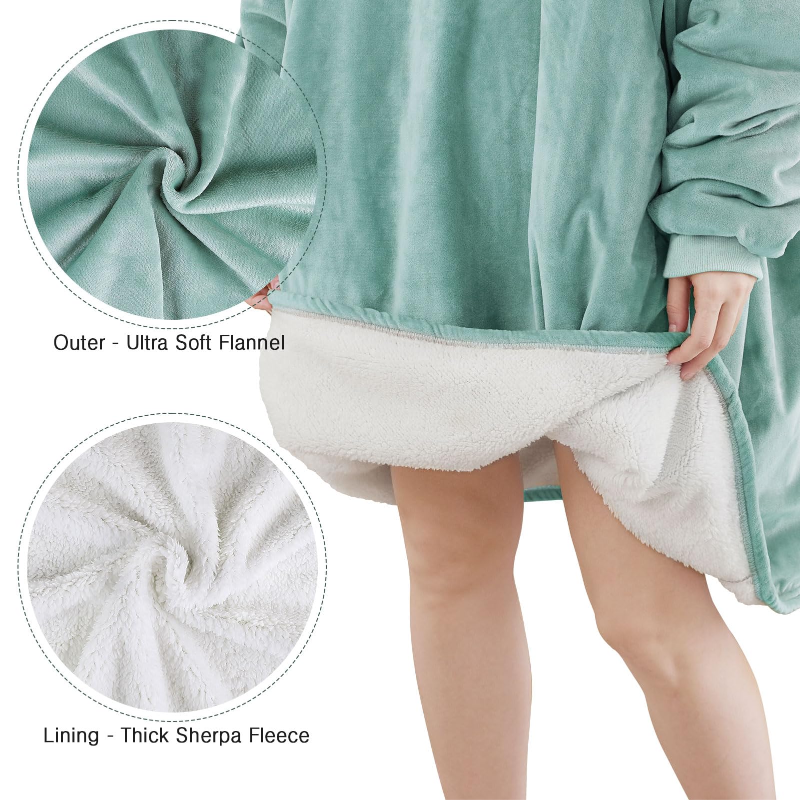 Cozy Sherpa Hooded Blanket Sweatshirt - Oversized Wearable Fleece Hoodie for Women, Men & Kids | Perfect for Lounging, Camping & Cold Weather
