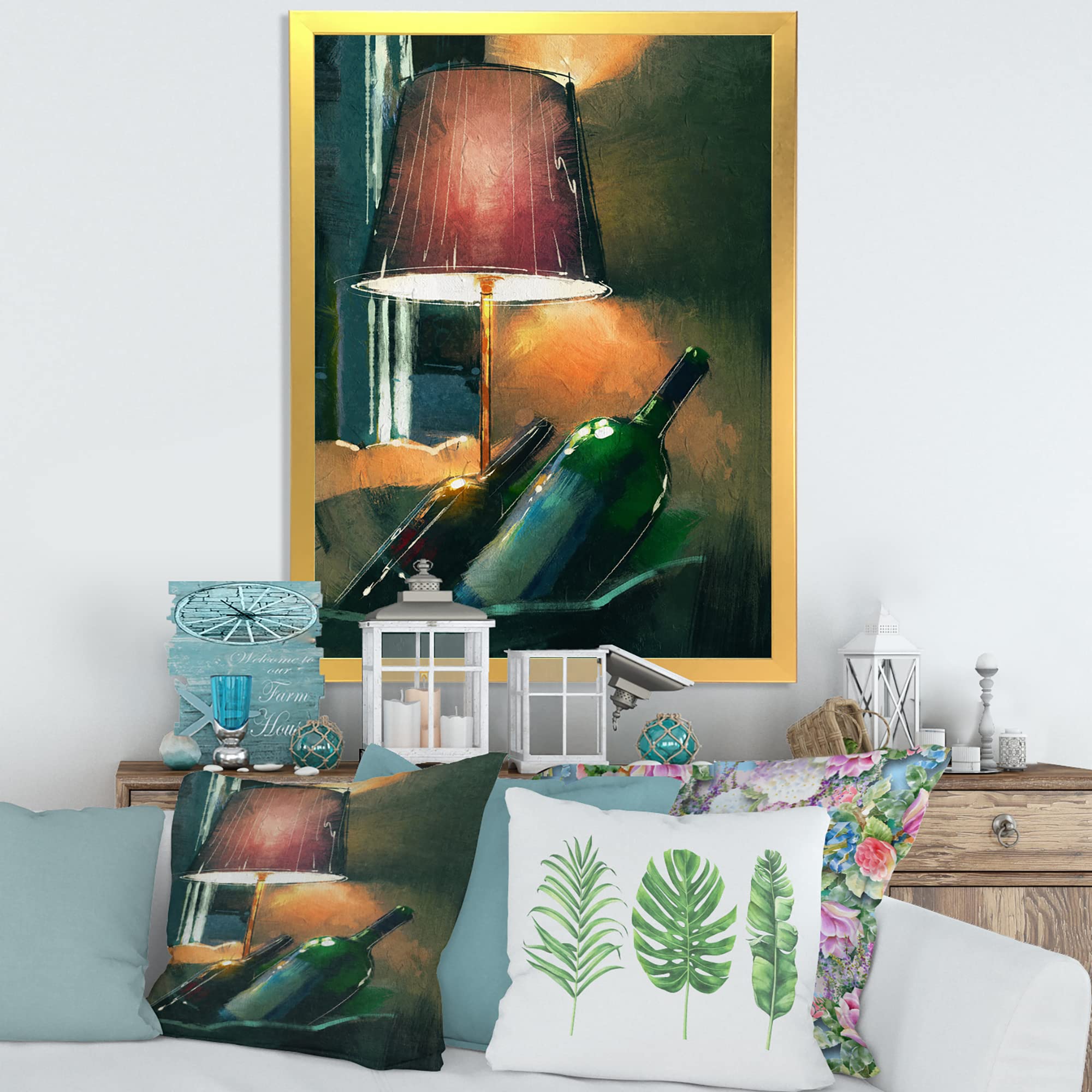 Modern LED Wine Bottle Wall Art - Glowing Orange Night Light for Home Bar, Dining Room & Bedroom Decor