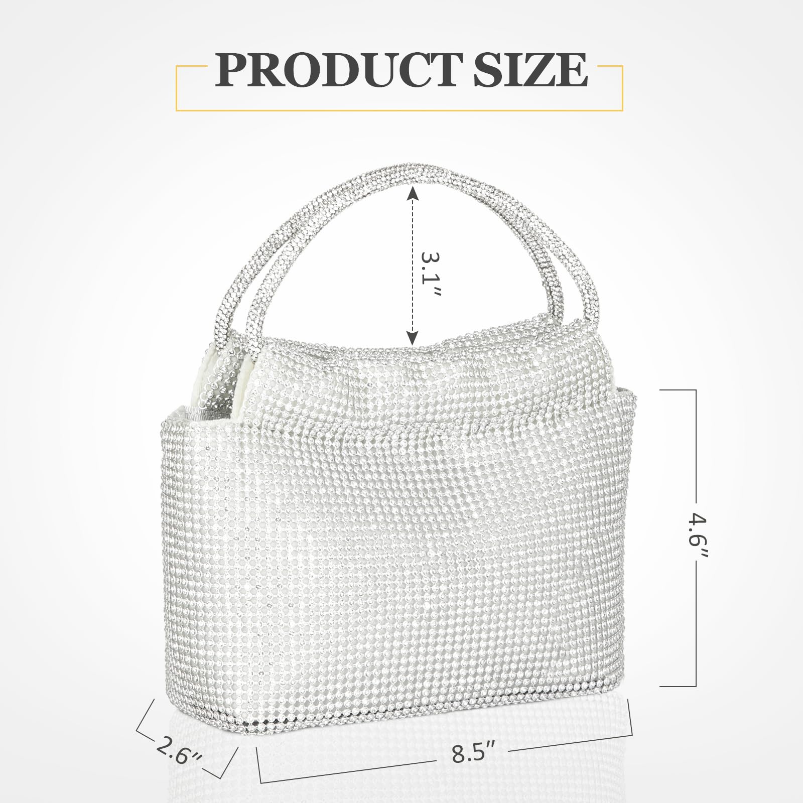 Elegant Crystal Rhinestone Evening Clutch Bag for Women - Sparkly Glitter Party Purse for Prom, Wedding & Special Occasions