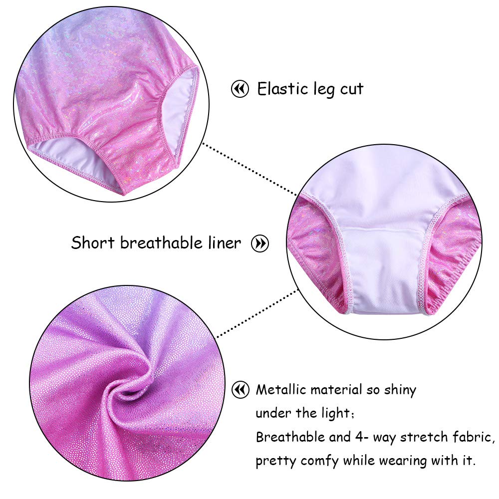 BAOHULU Girls Gymnastics Leotard with Shiny Jewels - Kids Dance Outfit & Athletic Wear for Ballet, Cheerleading & Gymnastics Practice