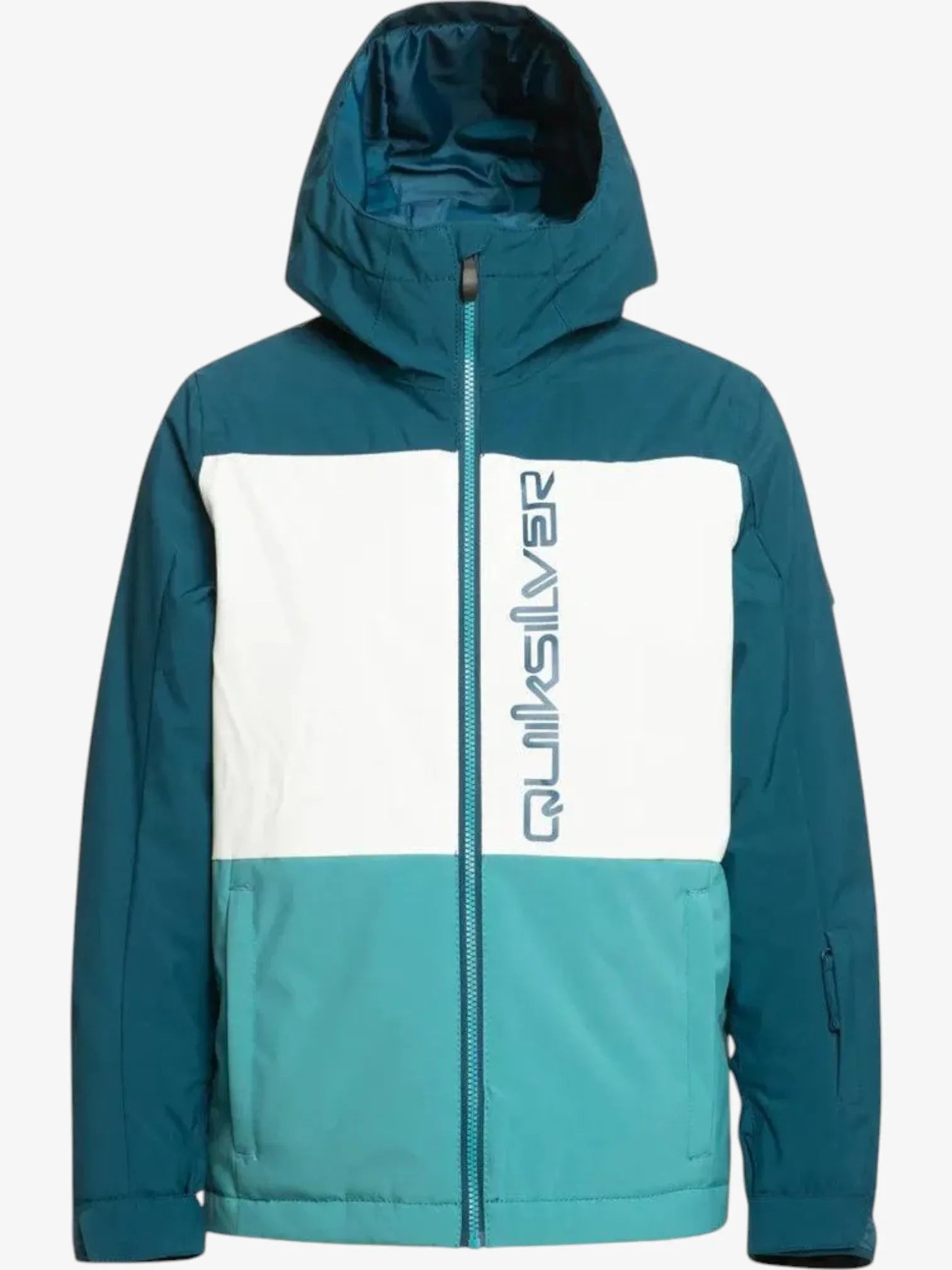 Quiksilver Boys' Side Hit Snow Jacket - Blue & White - Waterproof Winter Coat for Kids - Perfect for Skiing, Snowboarding & Outdoor Adventures