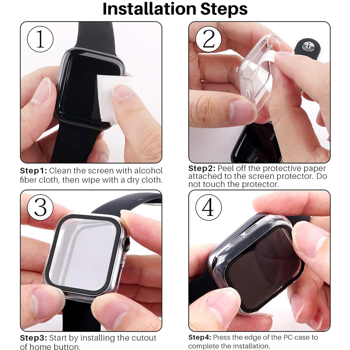 HANKN 2 Pack 45mm Tempered Glass Screen Protector for Apple Watch Series 9/8/7 - Shockproof Full Coverage Case with High Sensitivity Touch, Direct Charging Compatible - Perfect for Workouts, Outdoor Activities & Daily Protection (Clear, 45mm)