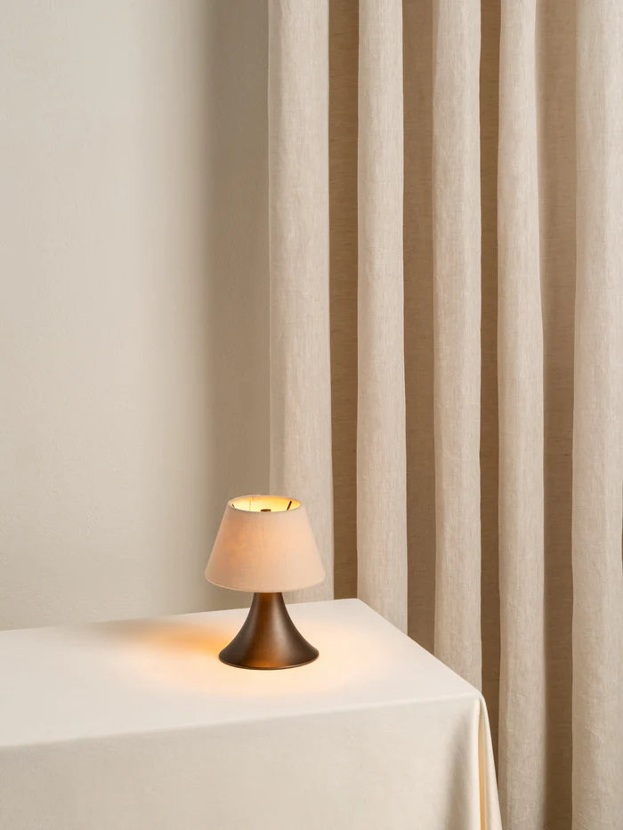 Elegant Bronze & Linen Rechargeable Table Lamp - Modern Home & Office Decor - Perfect for Bedside, Living Room, or Study Lighting