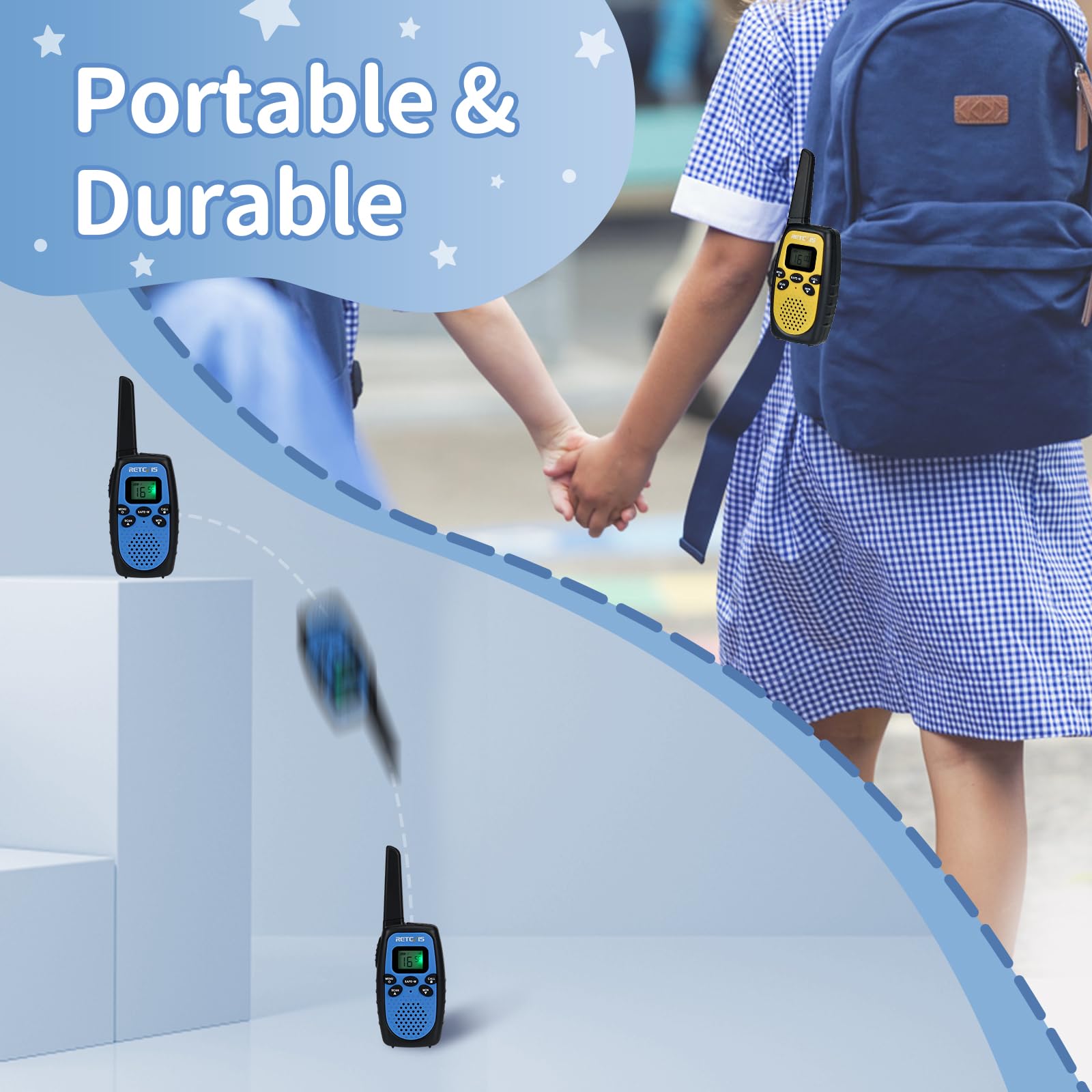 Retevis RT628S Kids Walkie Talkies - 2 Way Radios with Long Range, Safe Mode & VOX - Perfect for Boys & Girls - Ideal for Camping, Hiking & Outdoor Adventures (3 Pack) - Great for Family Trips, Theme Parks & Backyard Explorations