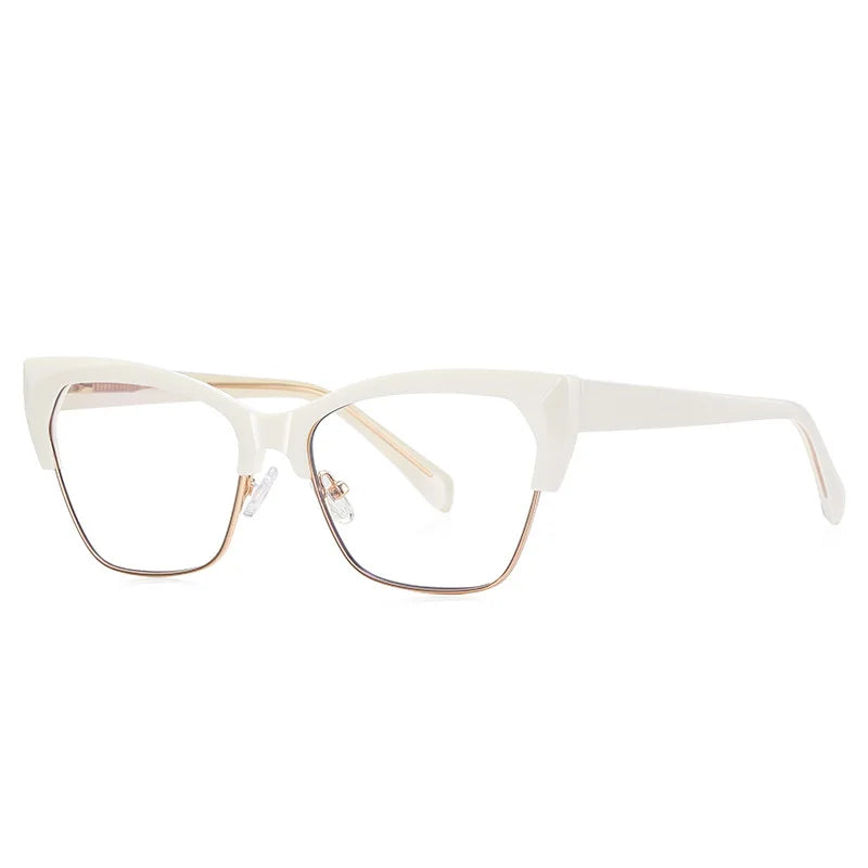 CCspace Unisex Full Rim Square Cat Eye Titanium Eyeglasses Frame - Lightweight & Durable TR90 Material - Perfect for Work, Reading & Fashion (Model 57454)