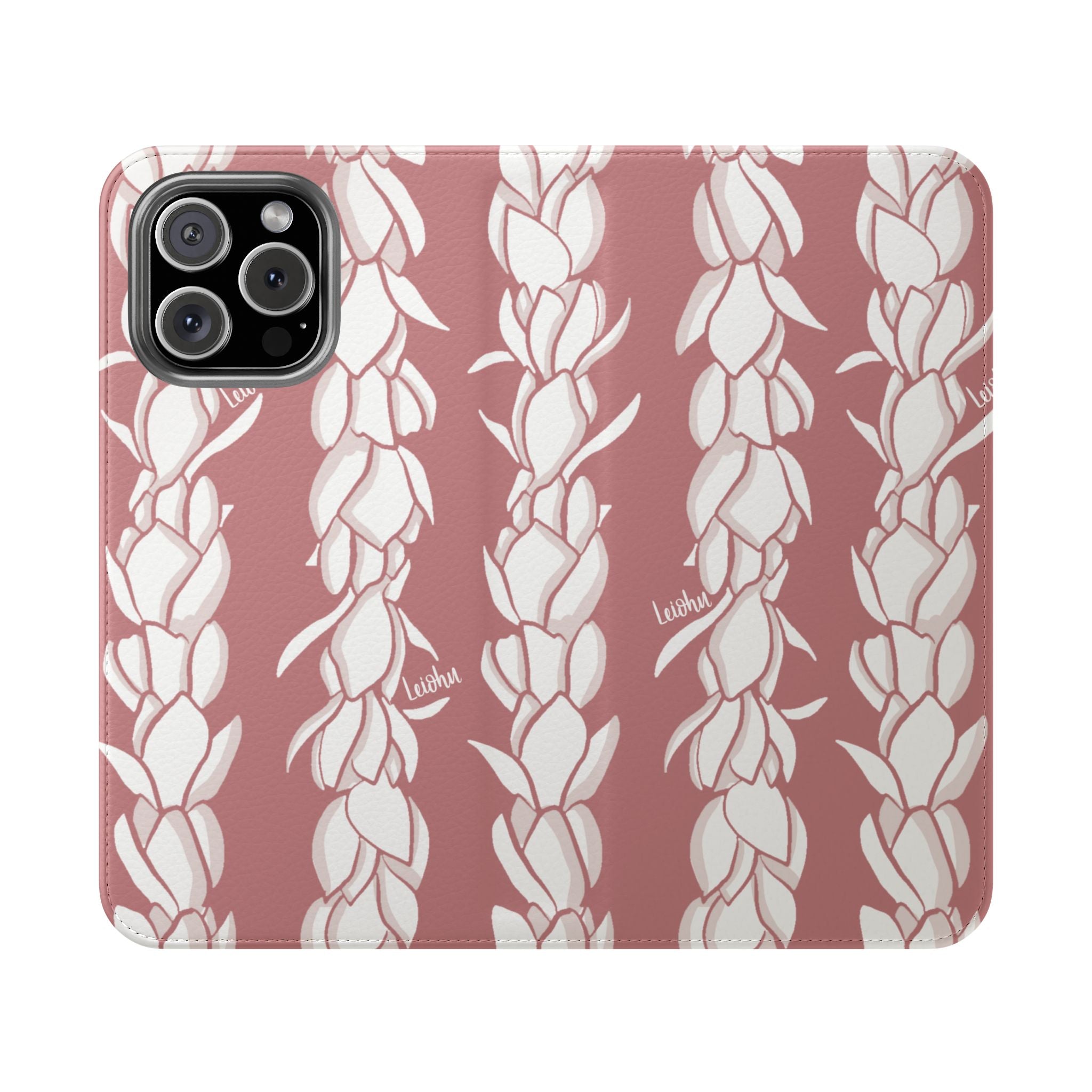Pikake Lei Folio Case - Premium Hawaiian Flower Design Phone Cover for iPhone & Samsung | Perfect for Travel, Luau Parties & Hawaiian Themed Events