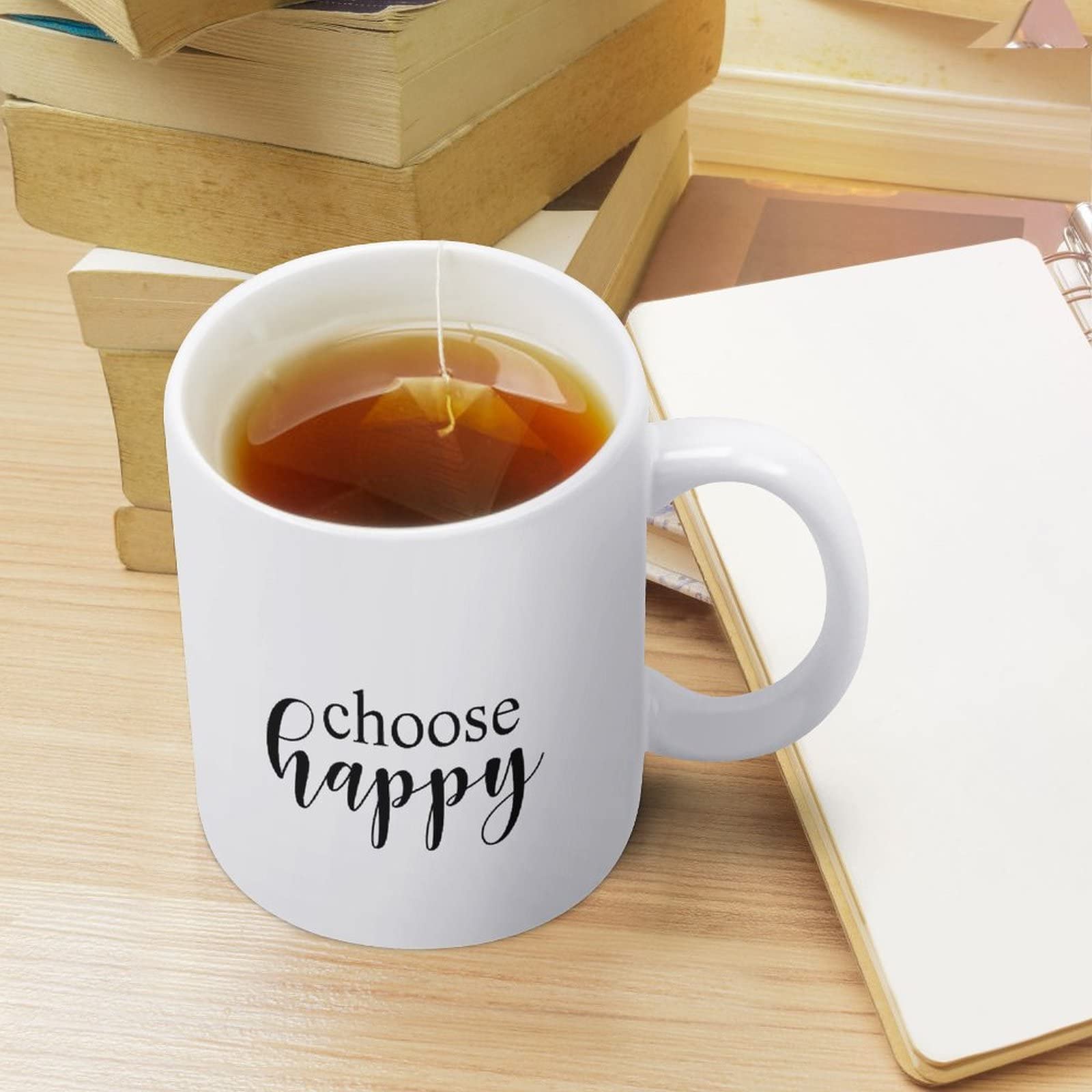 11 Oz Novelty White Ceramic Coffee Mug - Funny Gift for Women & Men - Happy Coffee Cup for Tea, Milk & Juice - Perfect for Office, Home & Gifts
