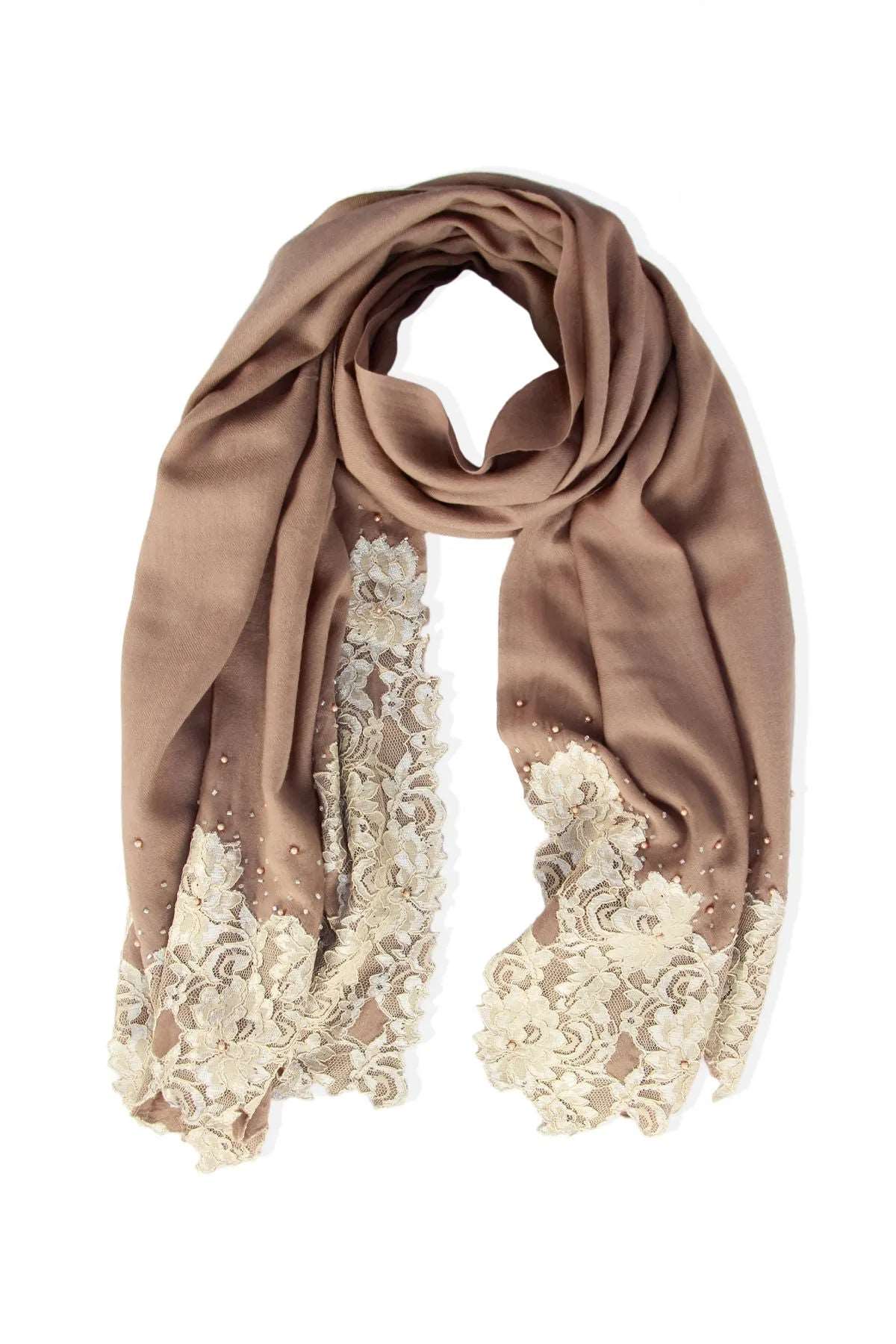 Beaded Floral Embroidered Scarf - Elegant Women's Fashion Accessory for Parties, Weddings & Special Occasions