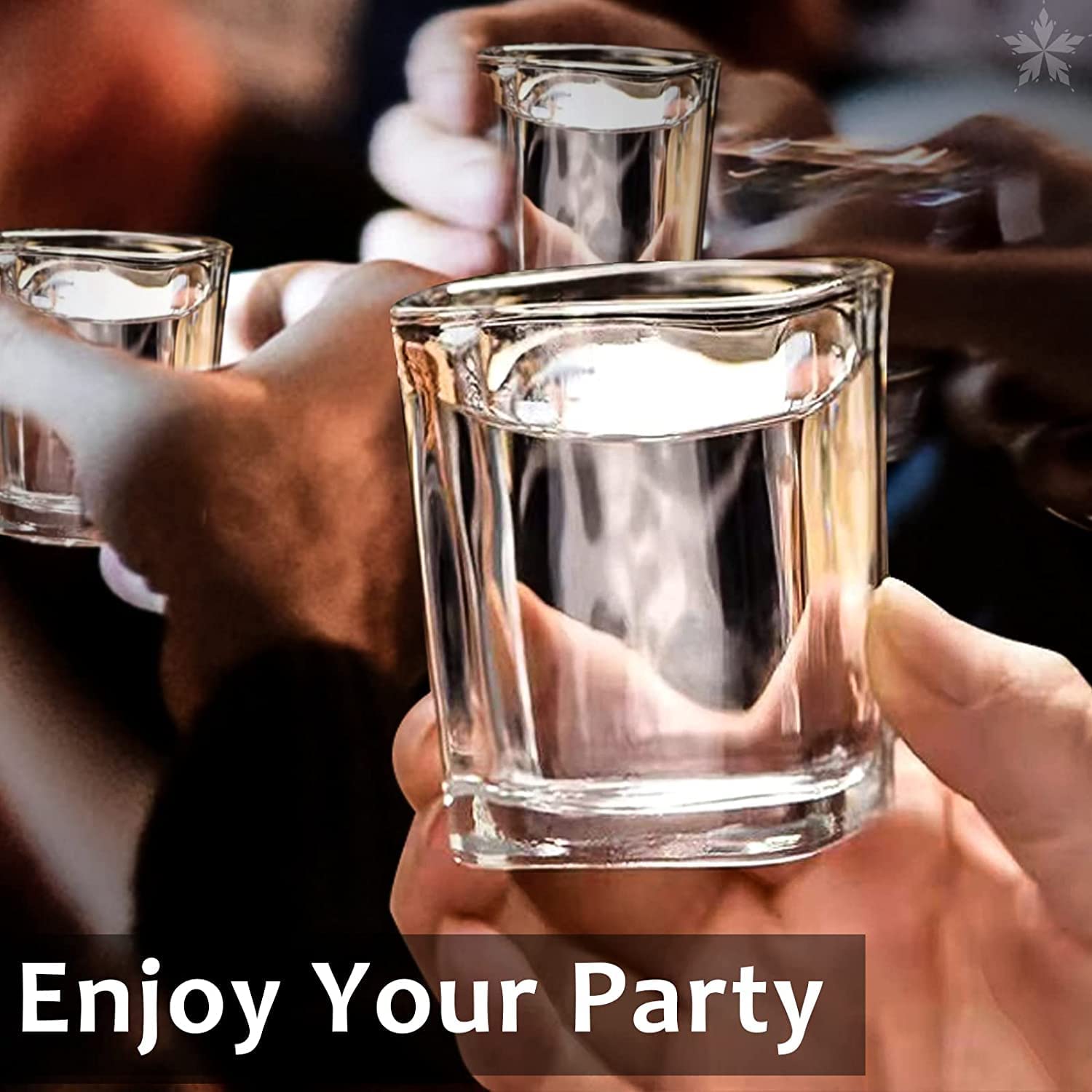 Premium Kosh Crystal Clear Heavy Base Square Shot Glasses - 6 Pack (60ml) for Vodka, Tequila, Whiskey & Cocktails - Perfect for Home Bars, Parties & Wine Tasting - Durable Square Design for Elegant Serving