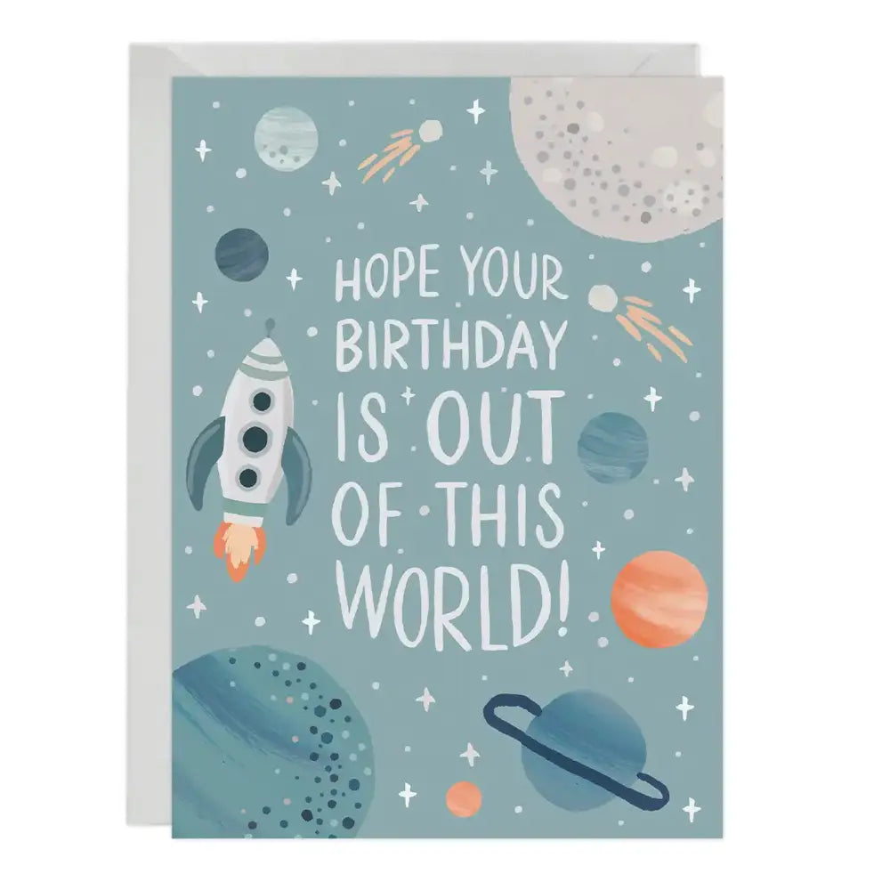 LoveLight Paper Out Of This World Birthday Card - Unique Space Theme Greeting Card for Birthdays, Anniversaries & Special Occasions - Perfect Gift for Astronaut Lovers & Sci-Fi Fans
