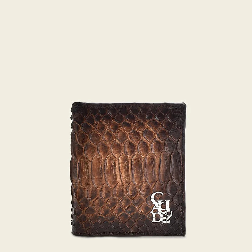 Luxury Cuadra Honey Python Skin Bifold Wallet for Men - Genuine Leather Slim RFID Blocking Wallet for Everyday Use & Travel