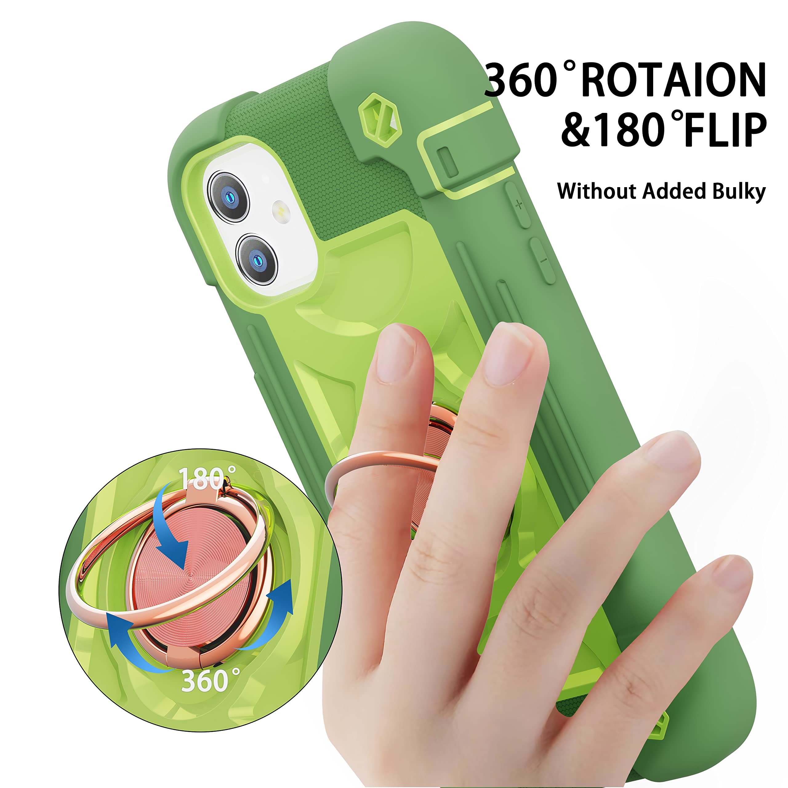 Premium Shockproof Rugged Military Grade iPhone 11 Case (6.1 Inch) with Ring Stand & Magnetic Car Mount - Includes 2 Pack Tempered Glass Screen Protector - Avocado Green - Perfect for Outdoor Adventures & Daily Protection