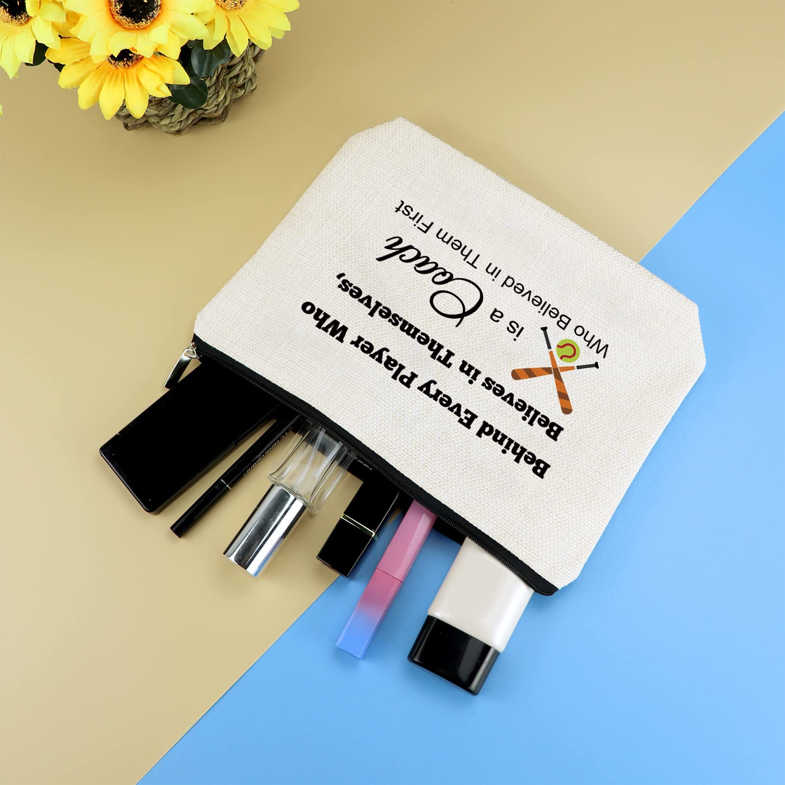 Softball Coach Mom Gifts - Baseball & Softball Coach Appreciation Thank You Present - Makeup Bag for Women - End of Season Gift for Baseball Teacher Mom - Birthday & Travel Zipper Toiletries Pouch - Perfect for Sports Team Gifts, Mom's Birthday & Travel Essentials
