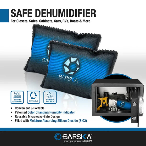 Barska AF12500 Reusable Safe Dehumidifier - Moisture Absorber for Home, Closet, Gun Safe & Storage Areas | Prevent Mold & Musty Odors
