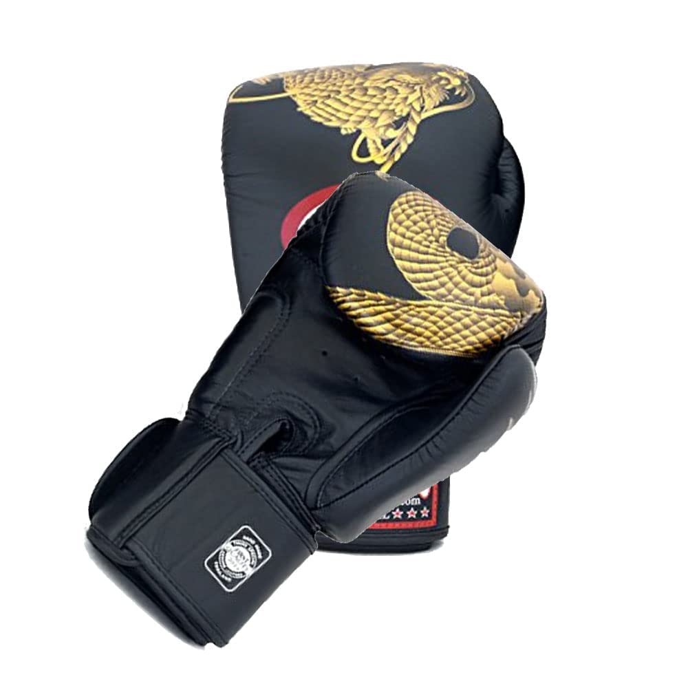 Premium Twins Boxing Muay Thai Training Sparring Gloves - 8 oz Dragon Gold Design for Kickboxing, MMA & Martial Arts Practice - Perfect for Gym Workouts, Bag Training & Competition Preparation