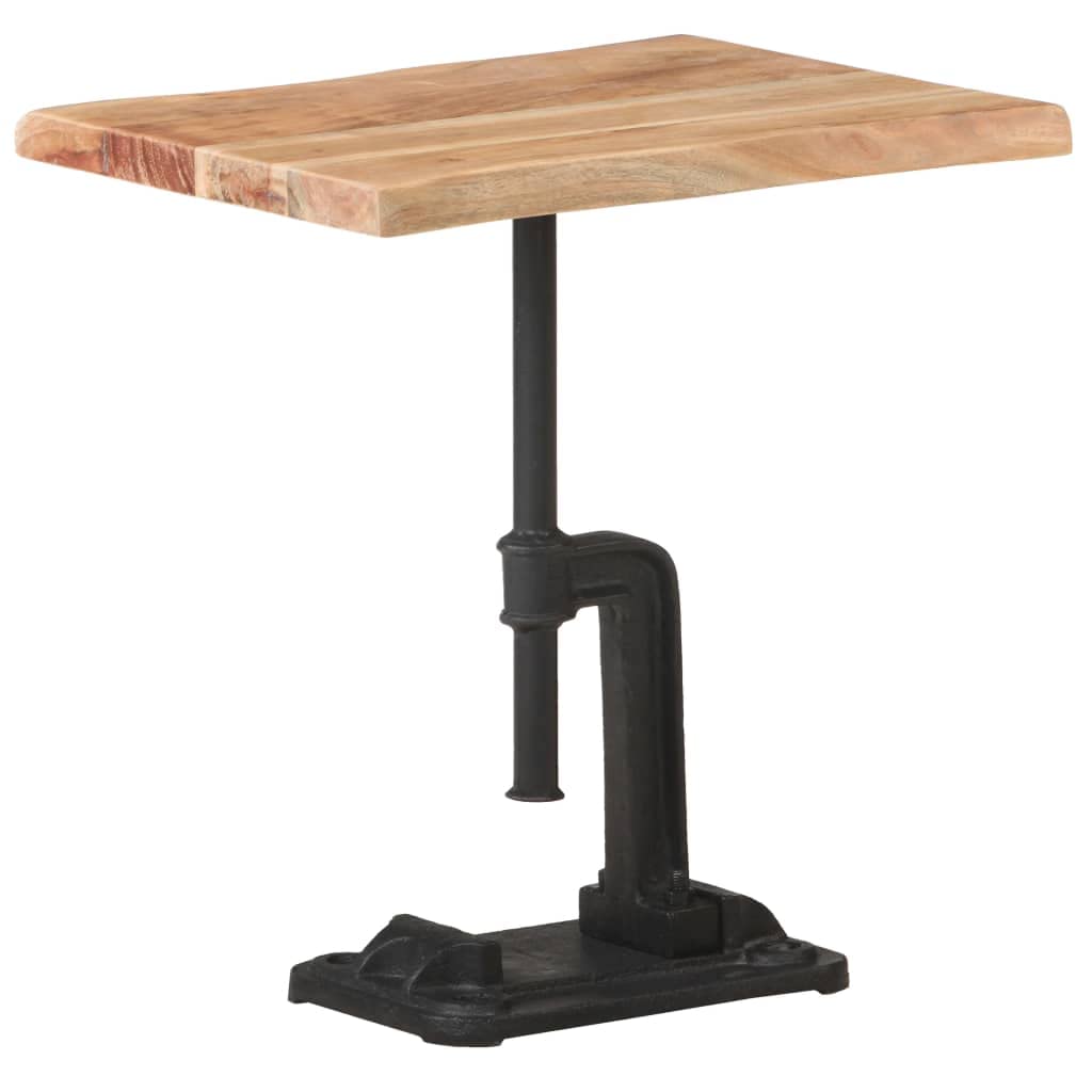 Modern Acacia Wood Side Table with Cast Iron Base - 17.7