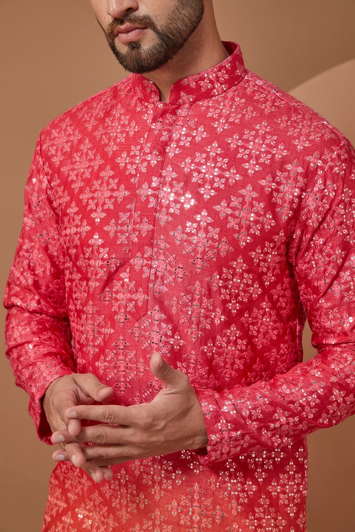 Ombre Mirror Work Kurta for Women - Handmade Embroidered Indian Tunic Top - Perfect for Festivals, Weddings & Ethnic Occasions