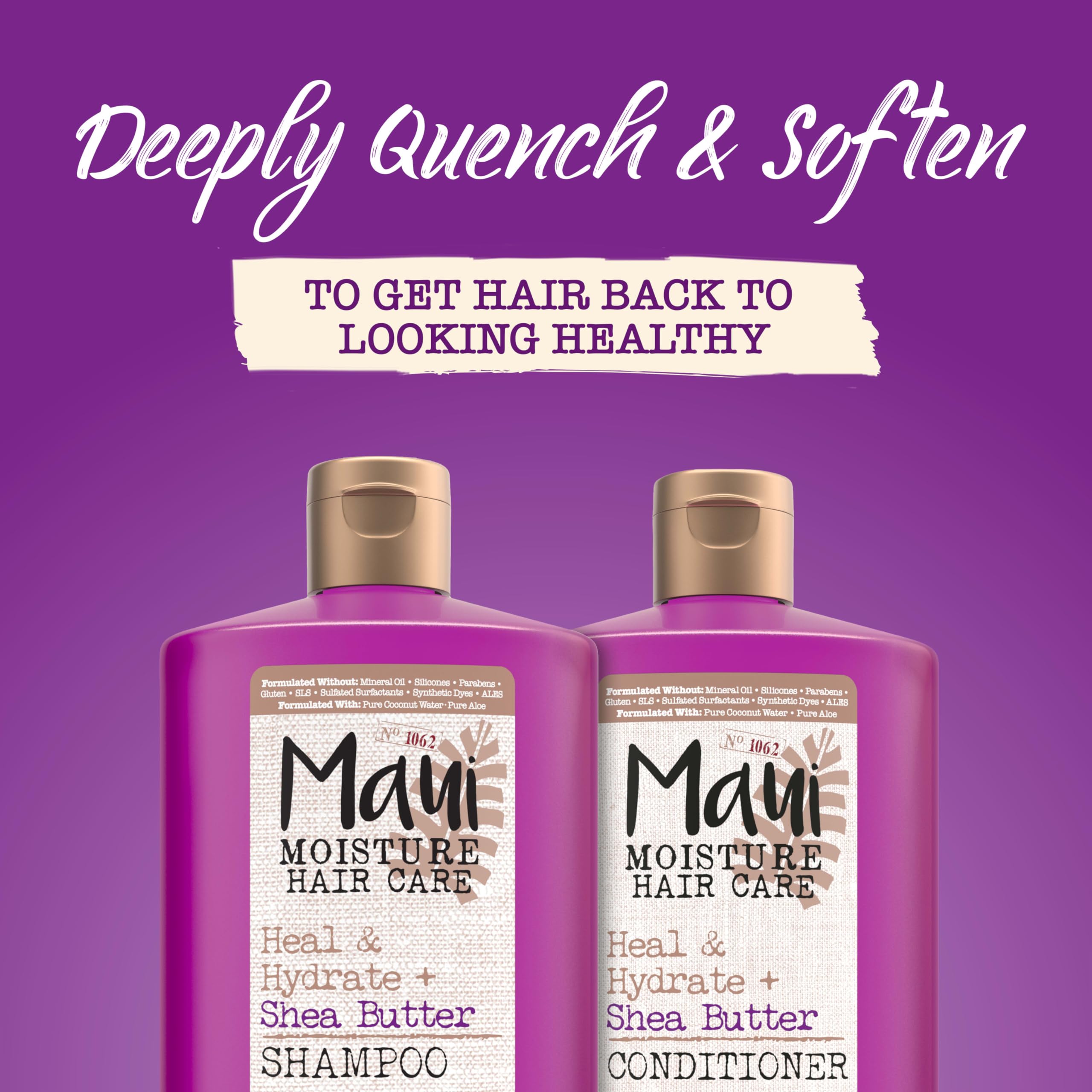 Maui Moisture Heal & Hydrate + Shea Butter Hair Conditioner for Dry Damaged Curly Hair - Vegan Silicone-Free with Macadamia Coconut Oil - 13 fl oz - Softens & Revives Coily Curls for Daily Hair Care & Styling