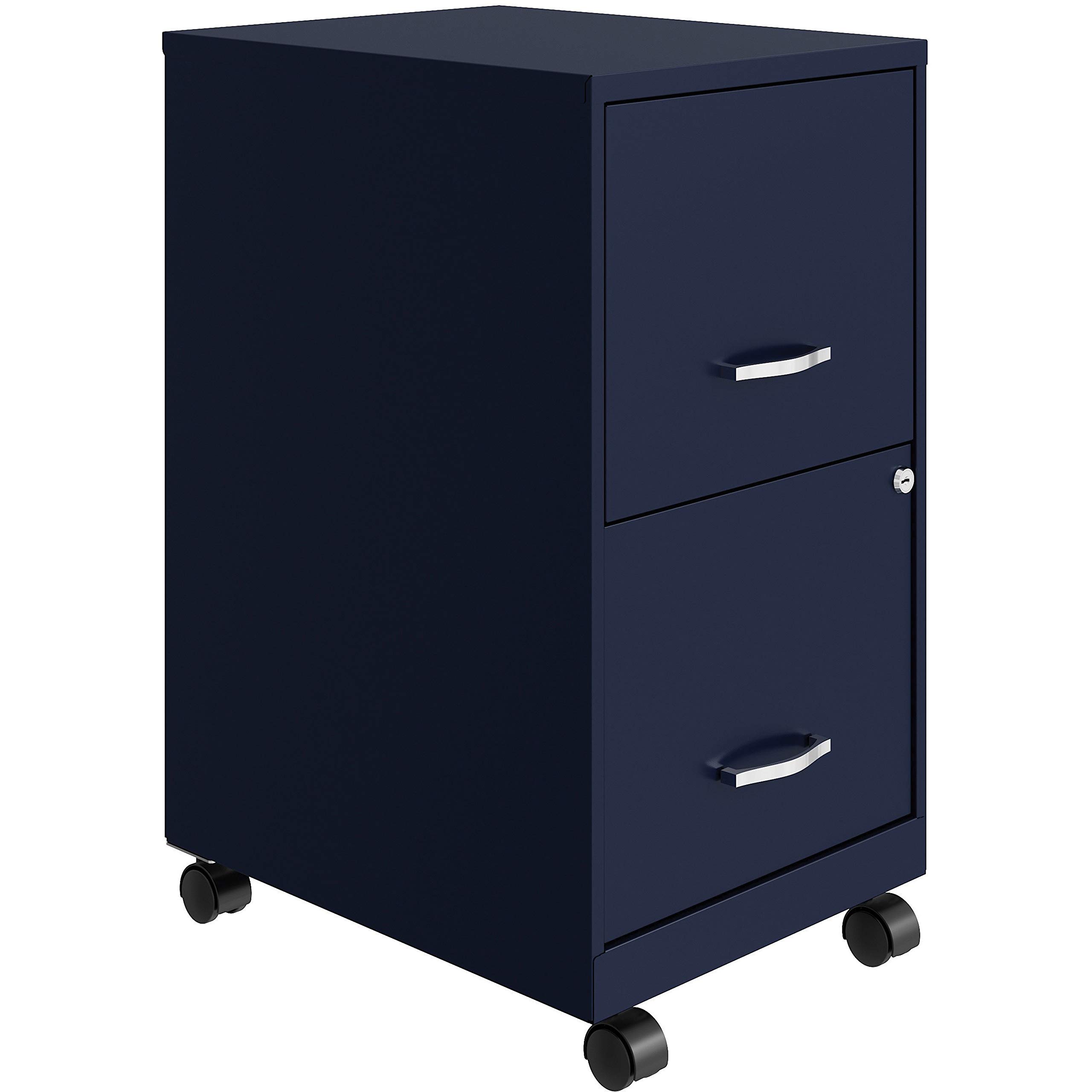 Lorell LYS SOHO Mobile File Cabinet - Navy Blue Office Storage Organizer for Home & Business Use