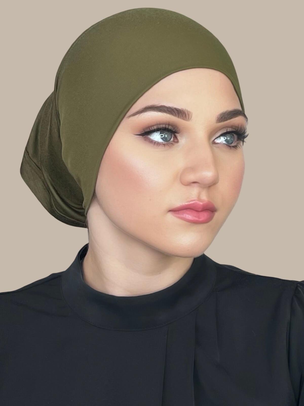 Premium Jersey Underscarf Olive Green - Soft & Breathable Muslim Hijab Liner for Women - Perfect for Daily Wear, Prayer & Modest Fashion