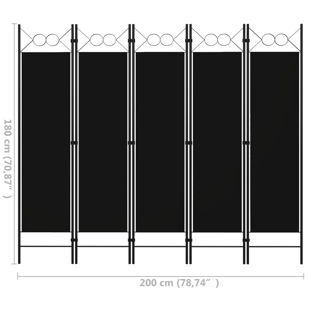 5-Panel Folding Room Divider Screen - 78.7