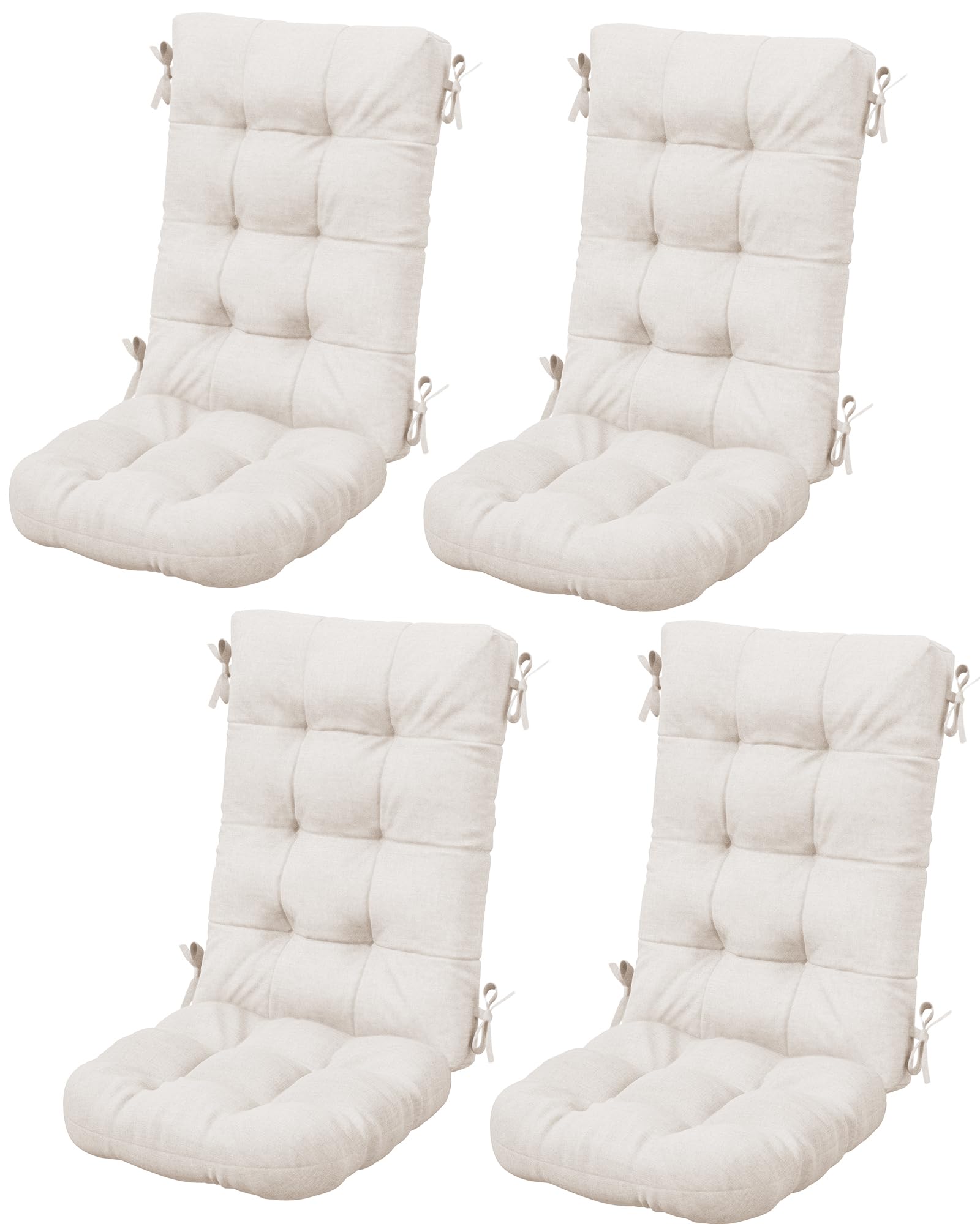 SERWALL Adirondack Chair Cushion Set of 4 - Memory Foam Seat & Back Cushions (Beige) - Outdoor Patio Furniture Cushions for Garden, Deck, Poolside & Porch Relaxation