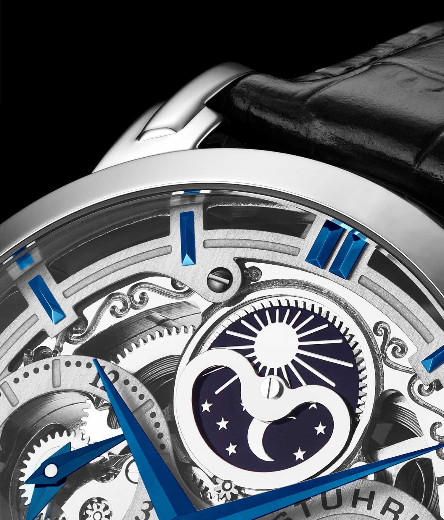 Anatol Dual Time 371 Automatic 46mm Skeleton Watch for Men - Luxury Stainless Steel Mechanical Timepiece with Exhibition Caseback - Perfect for Business, Formal Events & Gift Giving