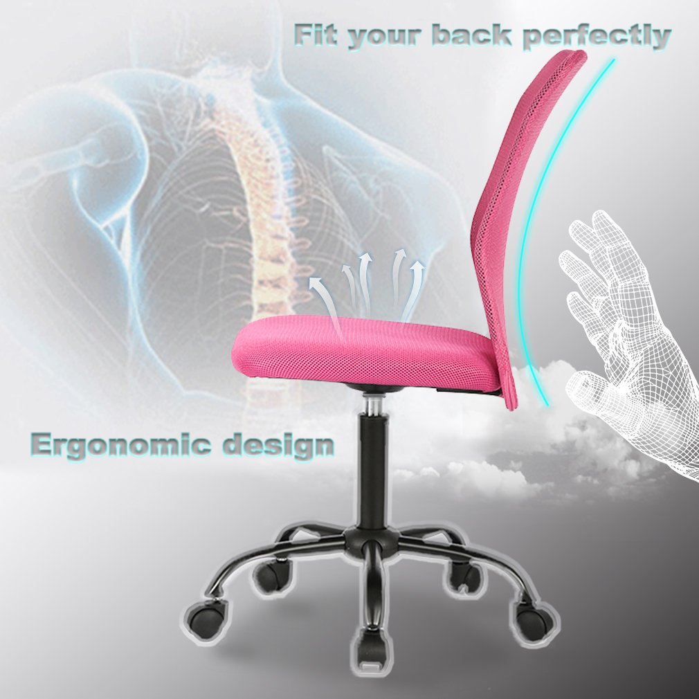 Ergonomic Office Chair with Lumbar Support - Adjustable Swivel Rolling Mesh Computer Desk Chair for Adults, 3-Pack (Pink) - Perfect for Home Office, Gaming, and Workspace Comfort