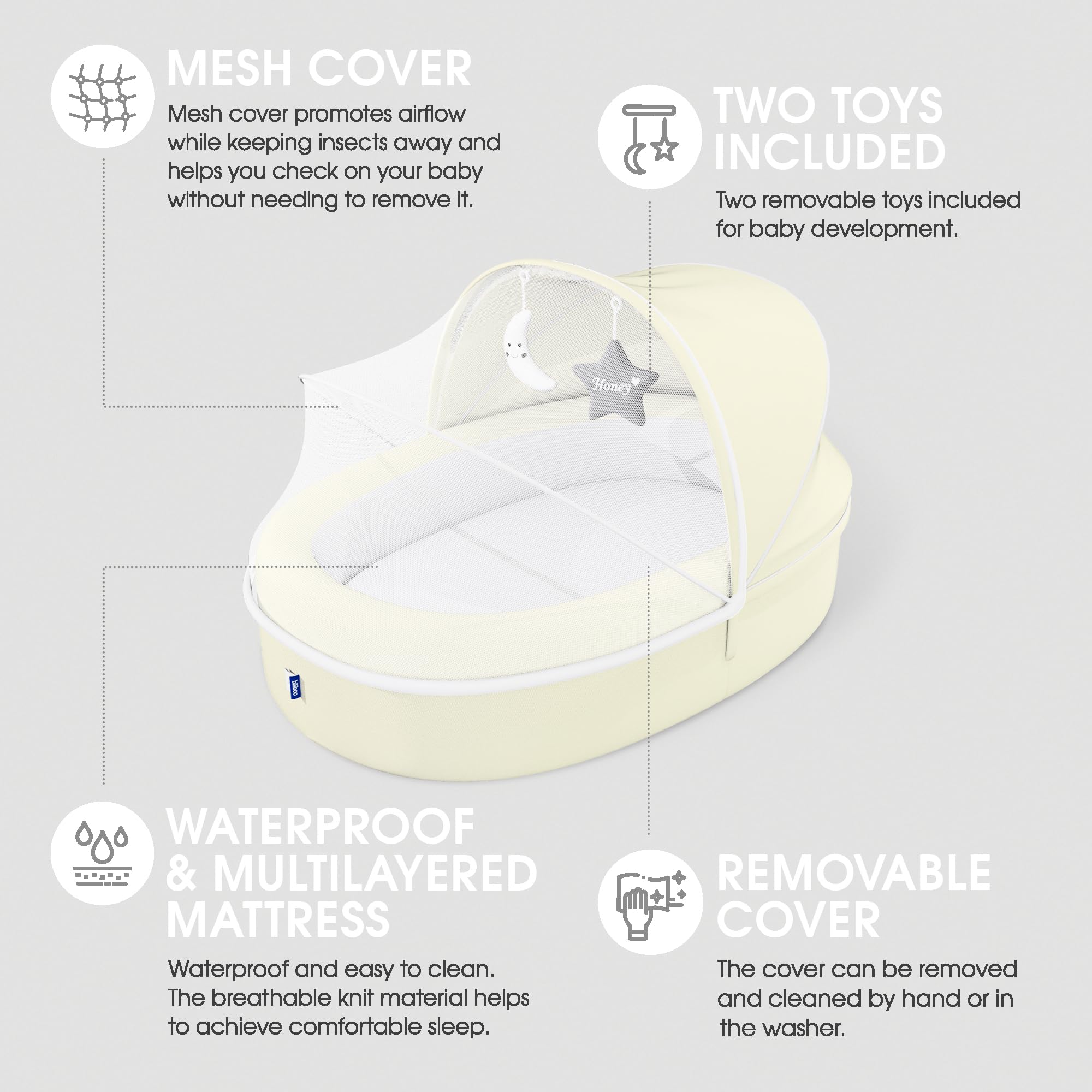 Premium Baby Lounger Bassinet - Soft & Safe Newborn Infant Toddler Nest Bed - Baby Shower Gift & Registry Essential in Lemon Meringue - Perfect for Nursery, Travel & Co-Sleeping