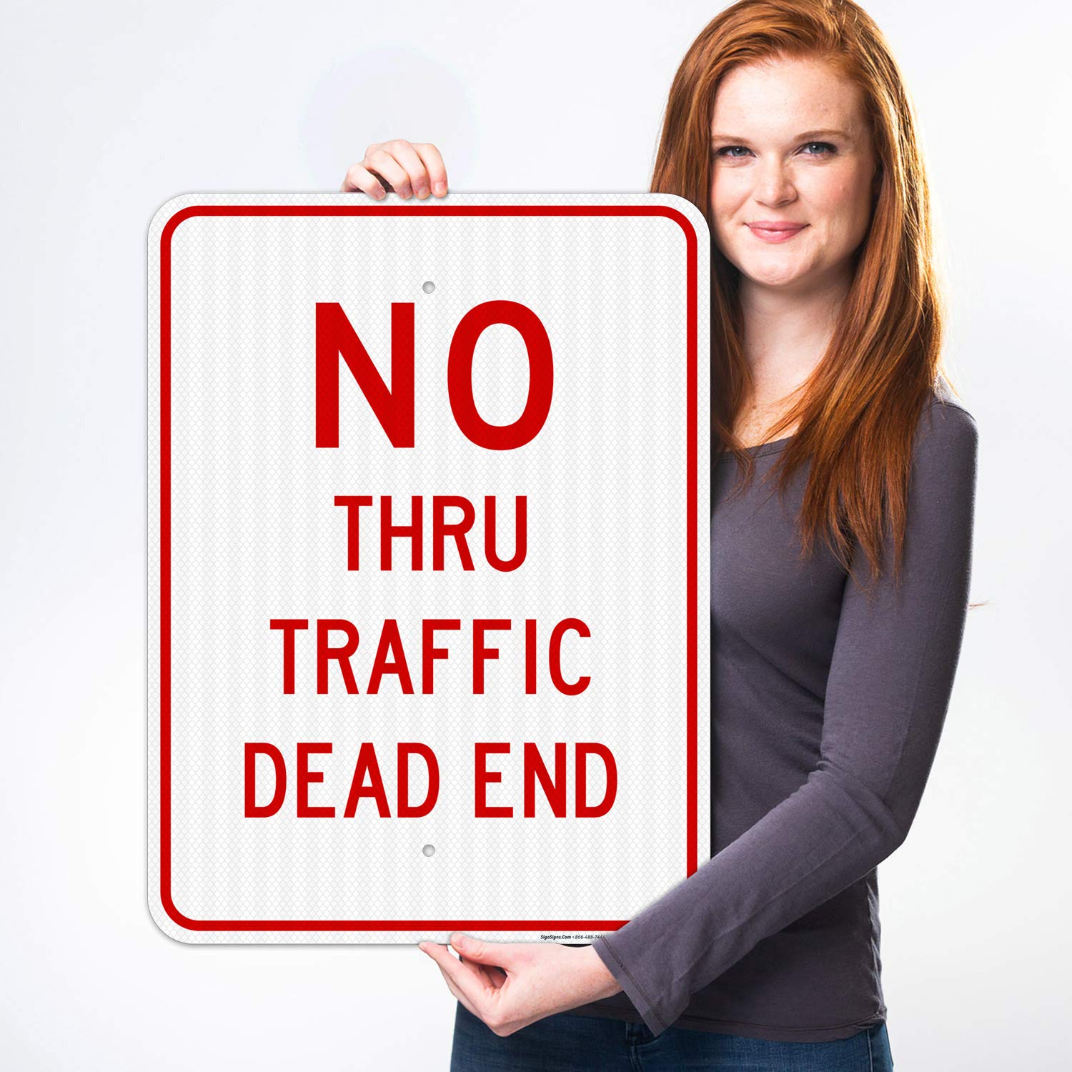 No Thru Traffic Sign - 18x24 Inches, 3M EGP Reflective Aluminum, Fade Resistant & Easy Mounting - Perfect for Dead End Streets, Private Roads & Driveways - Indoor/Outdoor Use, Made in USA