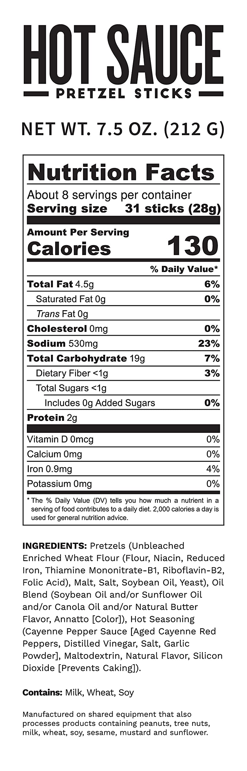 Pop Daddy Hot Sauce Flavored Pretzel Sticks – Healthy Gourmet Snacks, 7.5oz Individual Bags (3 Pack) – Perfect for Parties, Movie Nights & On-the-Go Snacking