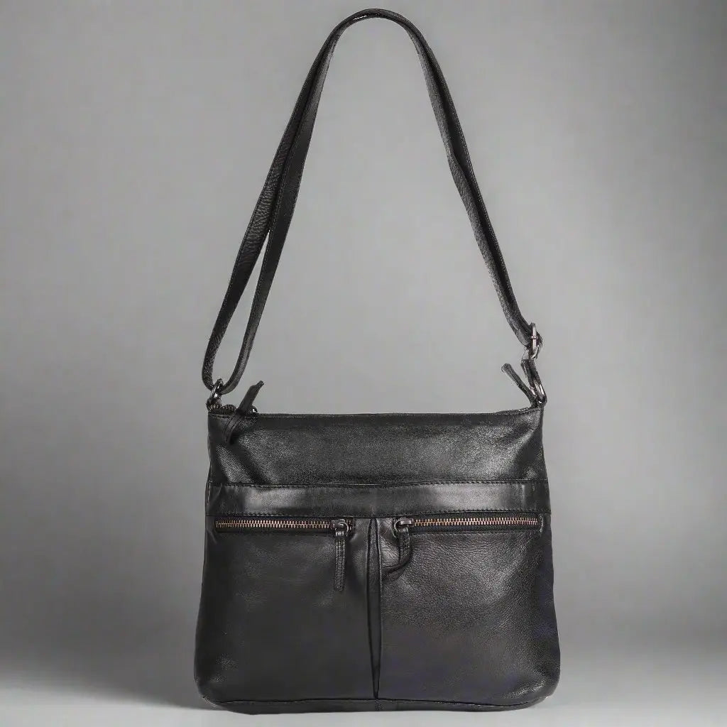 MET Genuine Leather Crossbody Bag for Women with Dual Zipper Pockets - Perfect for Travel, Work & Everyday Use