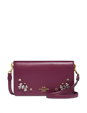 Coach Crystal Applique Slim Phone Crossbody Bag in Refined Leather - Stylish & Compact for Everyday Use, Work, and Travel
