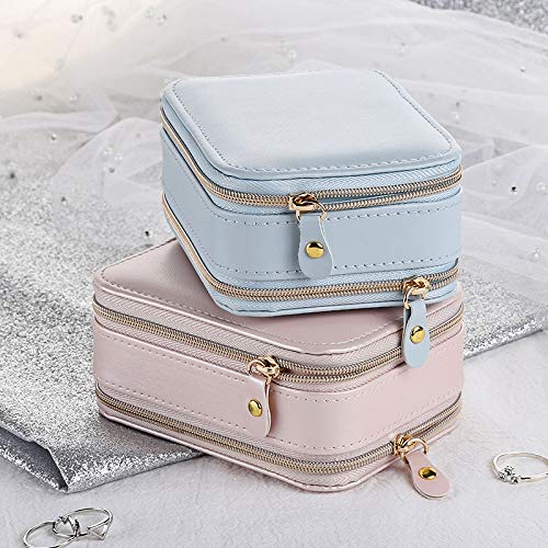 Mini Jewelry Box - Portable Travel Jewelry Organizer & Storage Case (Blue) | Perfect for Necklaces, Rings, Earrings | Great for Travel, Home & Gift Giving