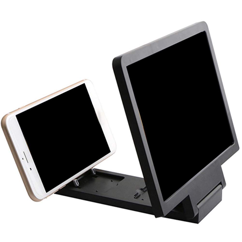 NewshijieCOb Universal Mobile Phone Screen Amplifier - 3D HD Magnifier Stand for iPhone & Android - Portable Display Enlarger for Movies, Gaming & Reading (Black)