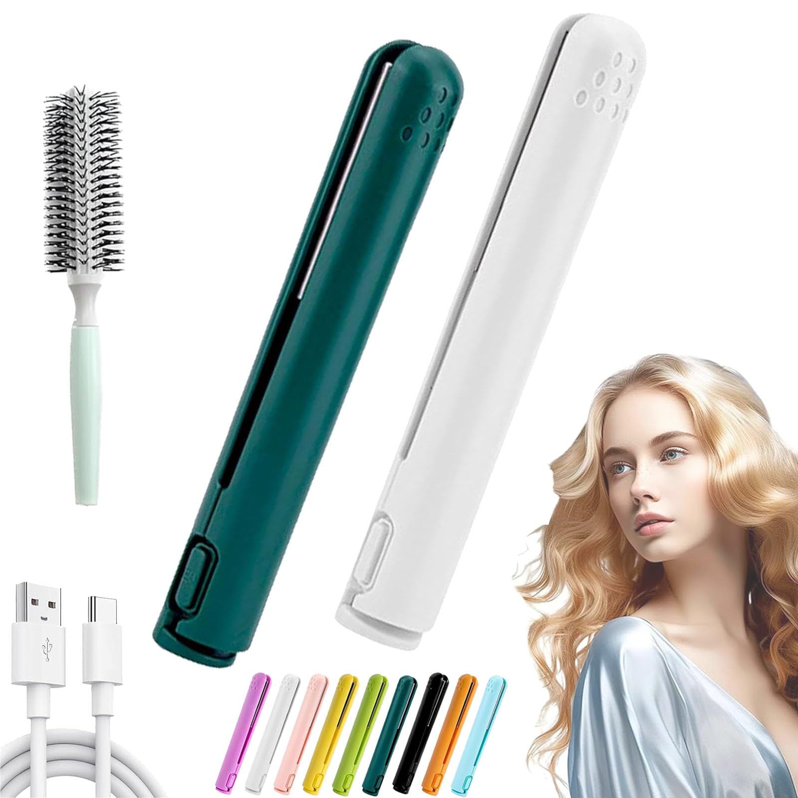 Mini Dual-Purpose Ceramic Curling Iron for Short Hair - Portable Cordless Travel Hair Curler with 2 Temperature Settings (2 Pack) - Perfect for Home Styling, Travel & On-the-Go Touch Ups