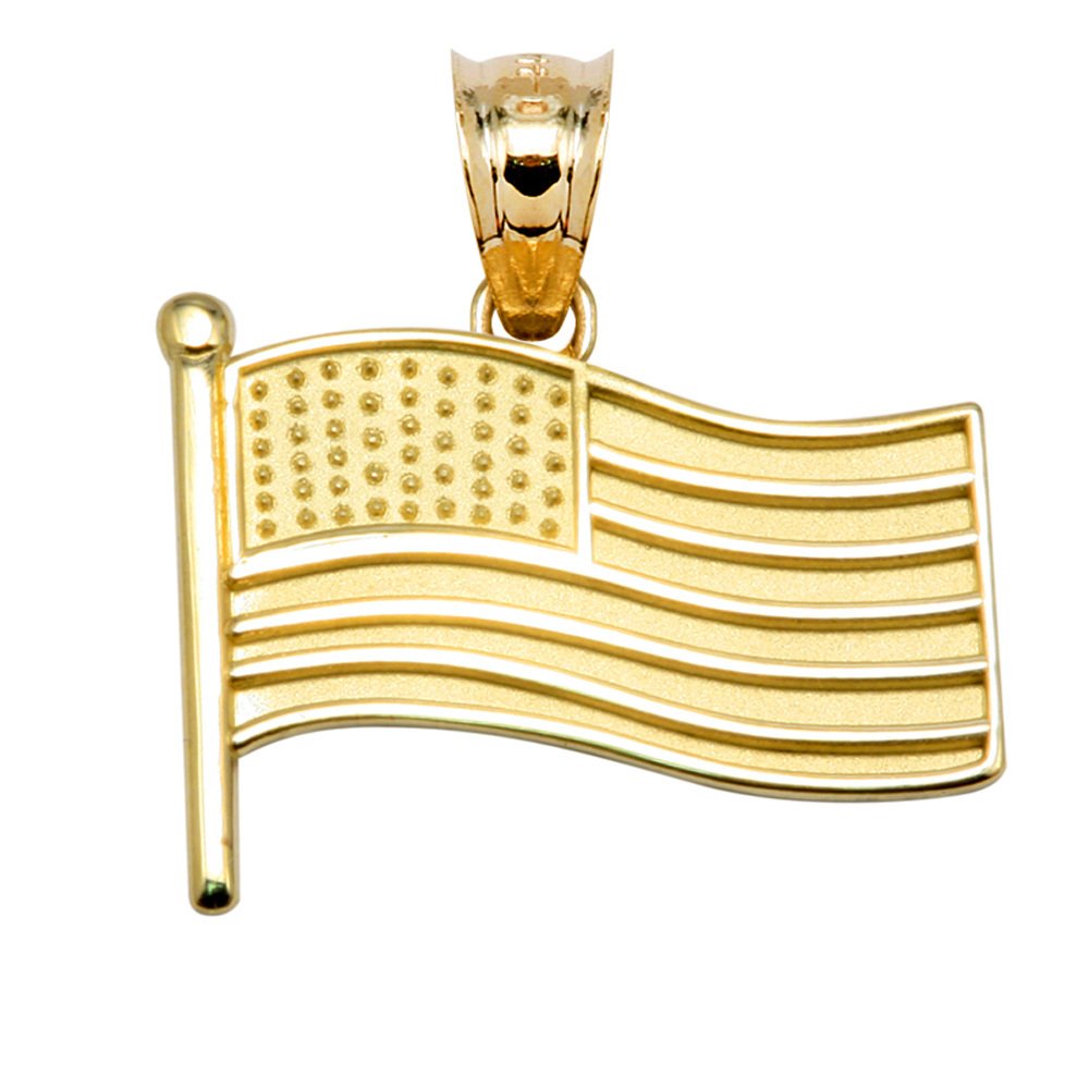14K Gold American Flag Pendant Necklace for Patriotic Gifts