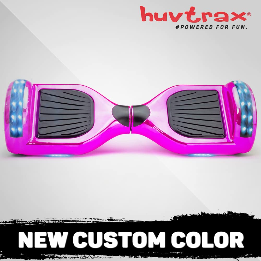 Pink Chrome Hoverboard - 2X Ride Time with Durable Aluminum Wheels, Bluetooth & LED Lights for Kids & Adults up to 220lbs | Perfect for Commuting, Fun Rides & Indoor/Outdoor Use
