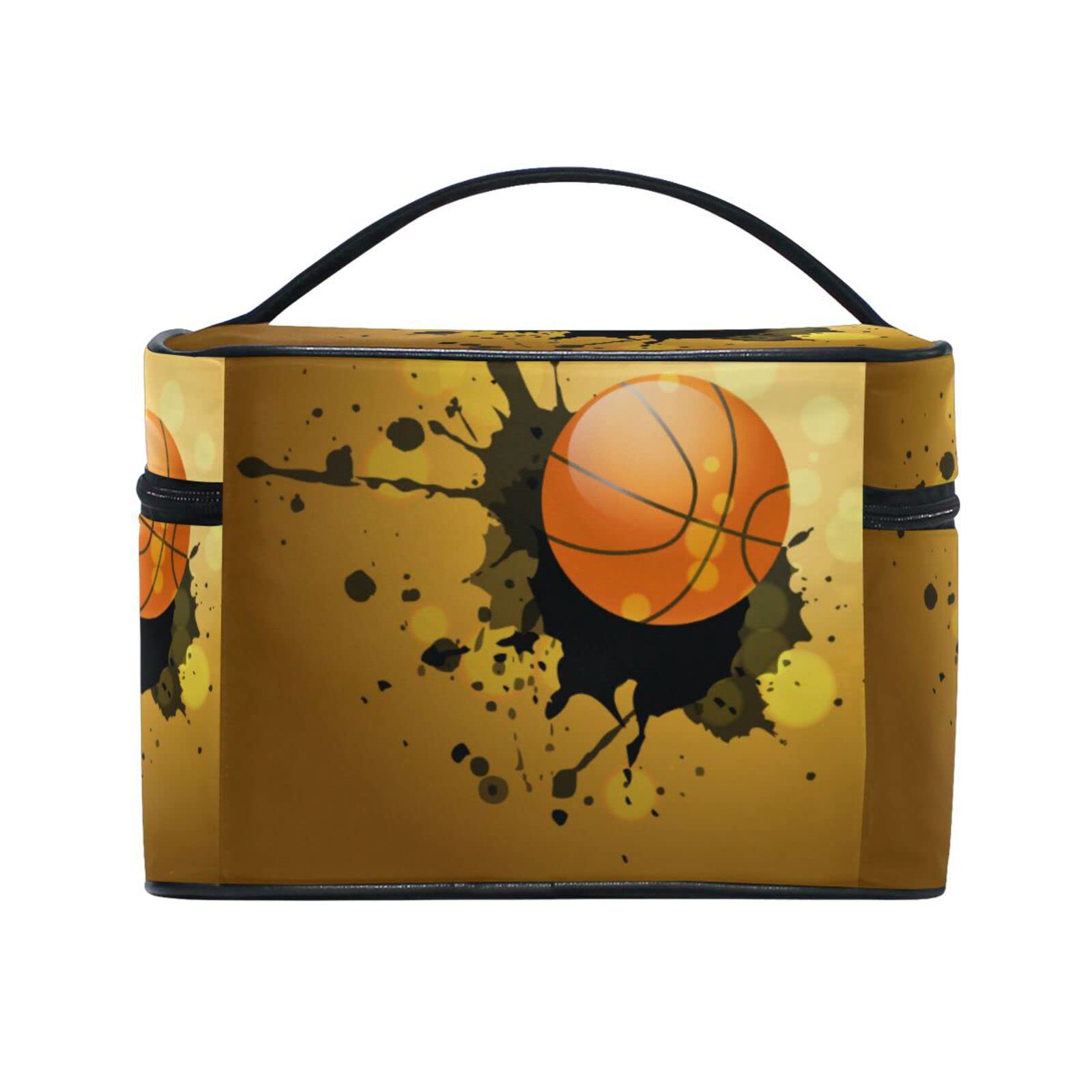 Waterproof Sports Cosmetic Bag - Zippered Makeup Pouch & Toiletry Organizer for Women | Basketball Design Travel Case for Gym, School & Daily Essentials