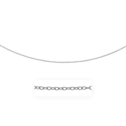 2.5mm 14k White Gold Textured Link Pendant Necklace Chain - 16 Inch Length for Women, Perfect for Layering, Gift Giving & Everyday Elegance