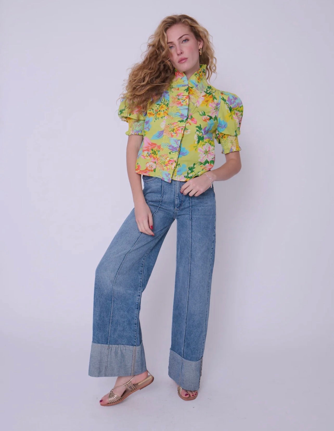 Zuri Women's Short Sleeve Blouse - Floral Print Mitzi Top for Casual Wear | Perfect for Summer Outfits, Office & Date Night