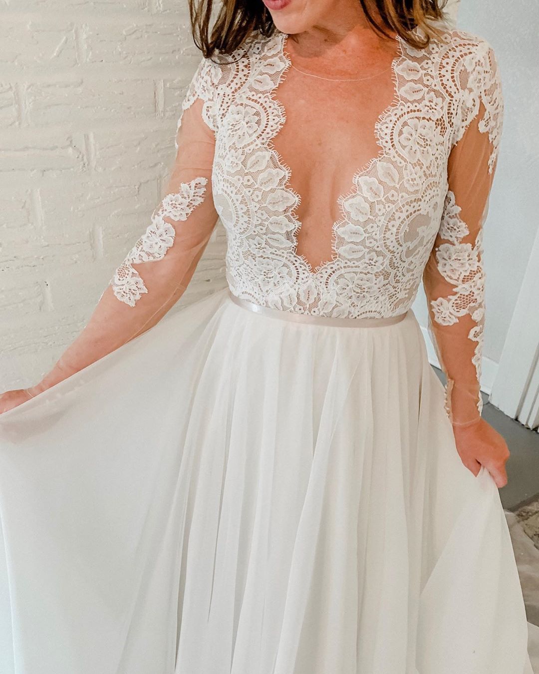 Wtoo Camden 13701 Lace Wedding Dress with Long Sleeves - Elegant A-Line Bridal Gown for Church Ceremony & Formal Wedding Reception