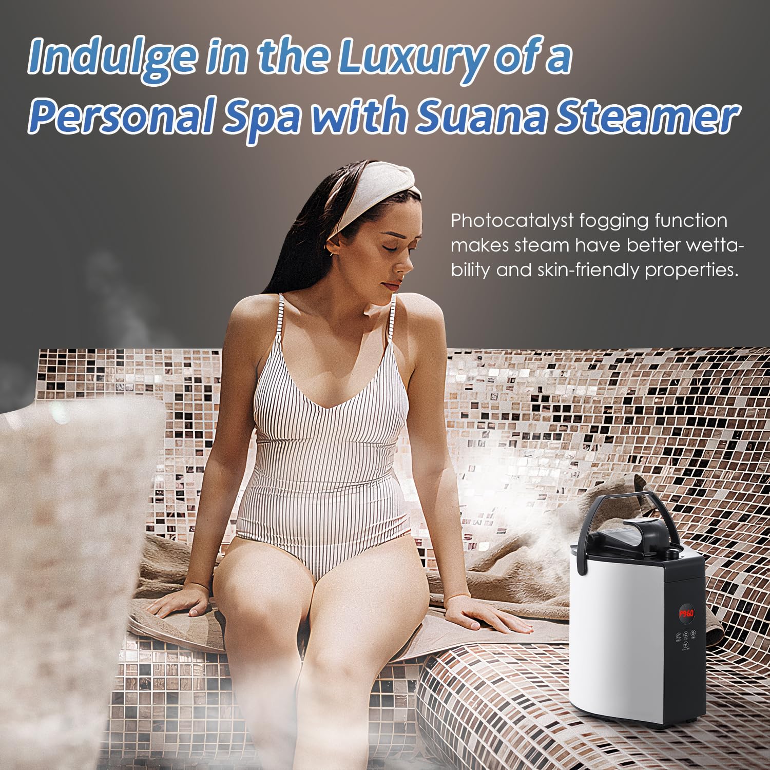1300W Portable Sauna Steamer Machine - 3L Capacity with Remote Control & Digital Display | 304 Stainless Steel Steam Pot Generator | Fast Heating with Timer & Temperature Control | Perfect for Home Spa, Yoga Relaxation & Detox Therapy