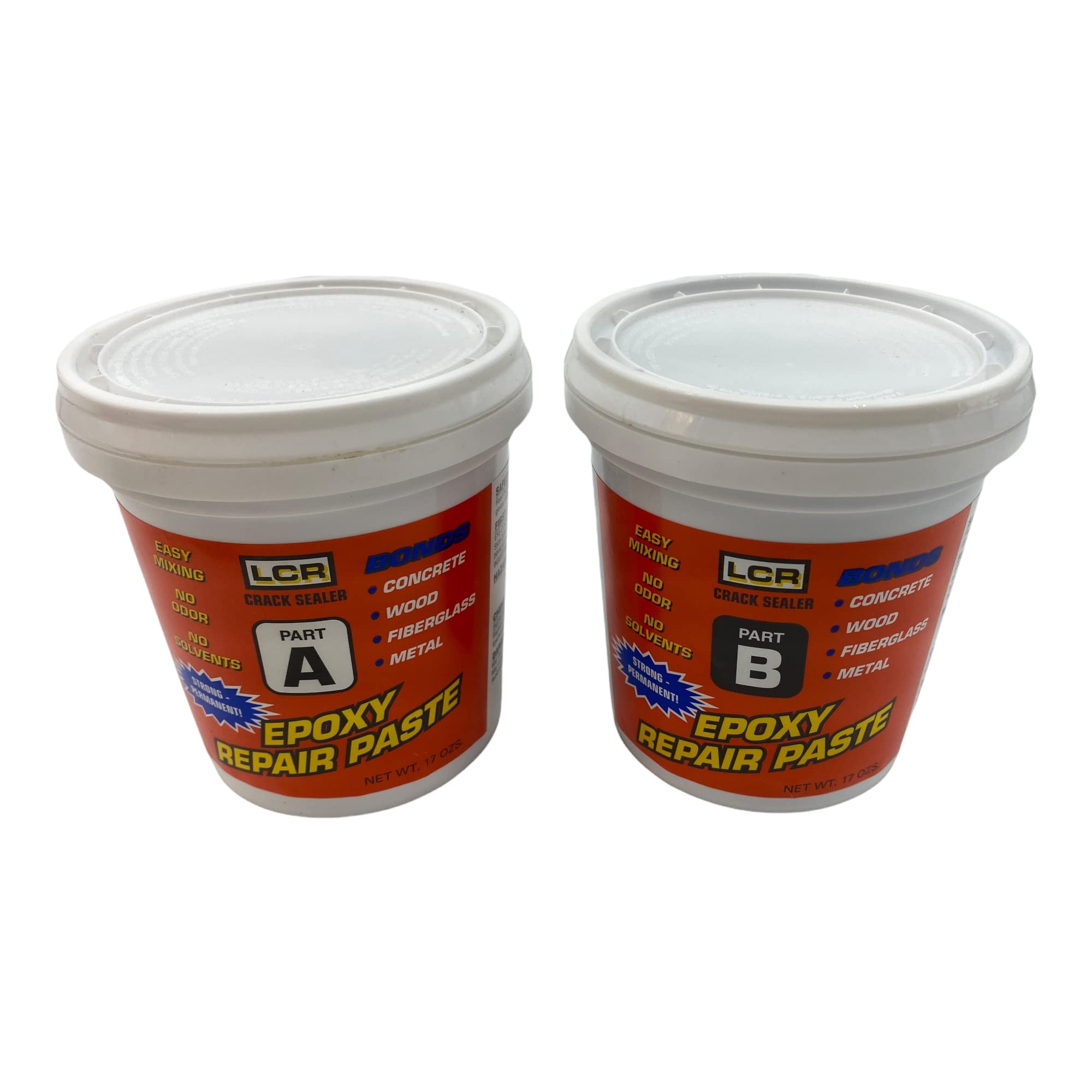 High Strength LCR Crack Sealer & Paste - 2 Component Concrete Wall Leak Repair for Wood, Fiberglass, Metal, Plastic & Glass | Waterproof Sealant for Basements, Foundations & Driveways