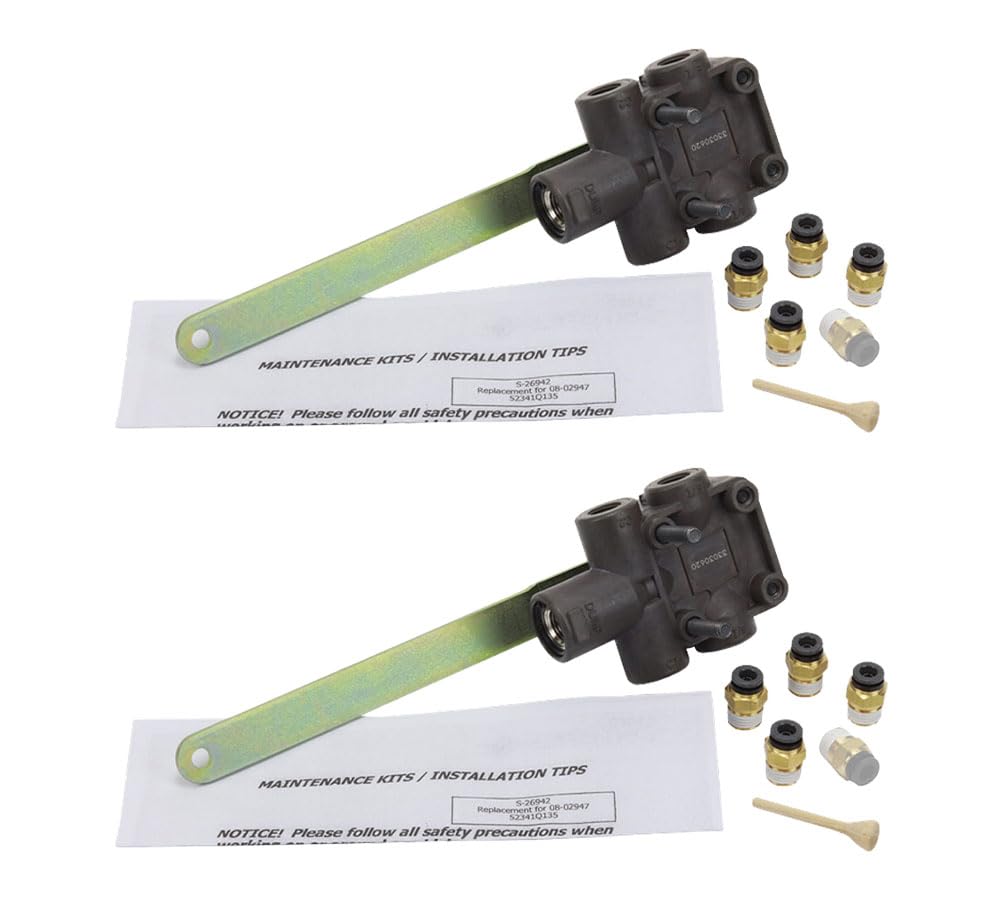 Mytee Products Height Control Leveling Valve with Dump Feature - Compatible with Peterbilt & Freightliner Trucks (08-02947OEM) - 2 Pack - Ideal for Heavy-Duty Truck Suspension Adjustments and Load Leveling