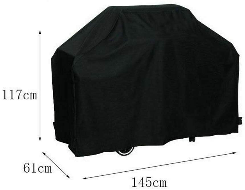 57 Inch Waterproof BBQ Grill Cover - Heavy Duty 210D Oxford Fabric, Double Layered with Air Vents & Dual Handles - Weather Resistant Gas Grill Cover (147x61x117cm, Black) for Outdoor Patio, Backyard, and Camping Use