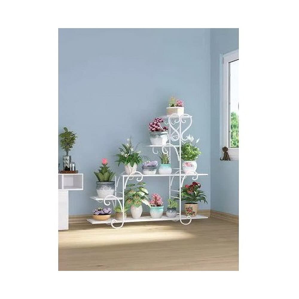 5 Tier White Plant Stand Steps for Indoor & Outdoor Decor - Hi-Line Gift Ltd. - Perfect for Balcony, Garden, Patio, and Home Plant Display